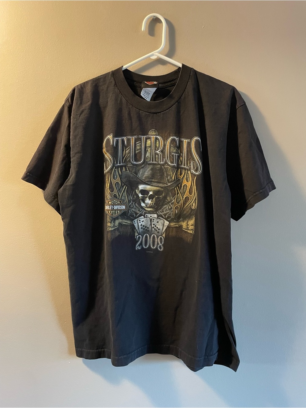 Harley-Davidson Black Sturgis 2008 Skull & Flames Graphic Tee